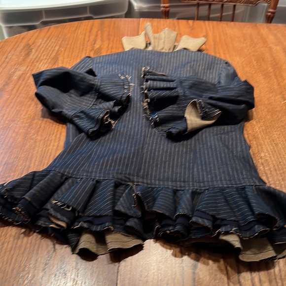 Janice Nelli Denim Pinstripe Ruffle Jacket Size L - Picture 7 of 8